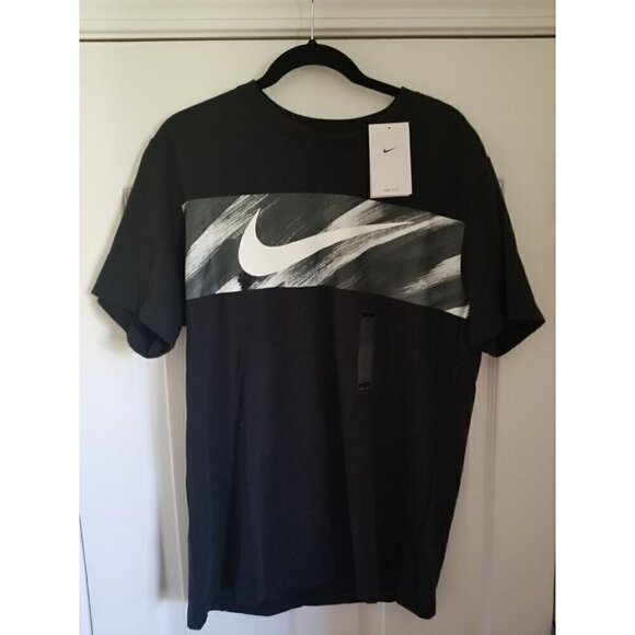 Nike dri-Fit T shirt logo graphic sz: large color: black/White/Silver - Picture 6 of 12